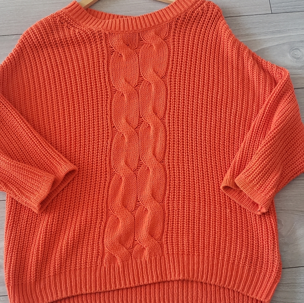 Orange Oversized Knit Sweater